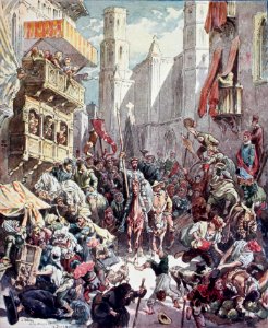 "Entrada de don Quijote en Barcelona". (Tomo II, cap. LXI)…