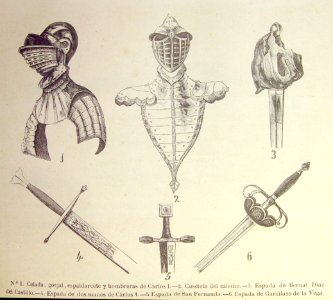 "1. Celada, gorjal, espaldarcete y hombreras de Carlos I..…. Free illustration for personal and commercial use.