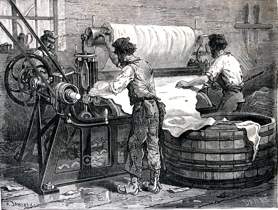 "Machine à refendre les peaux fralches".