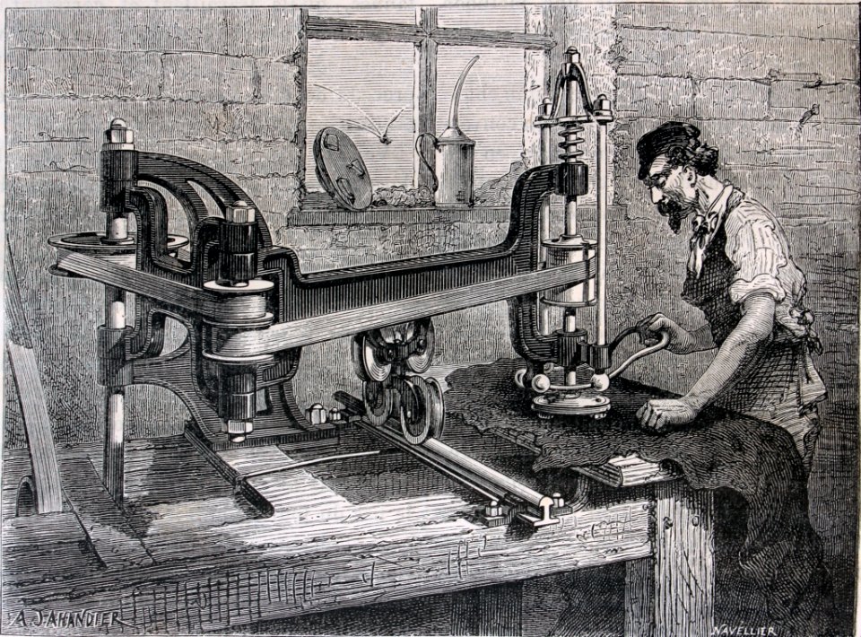 "Machine à polir les cuirs vernis de M.Ch. Soyer".