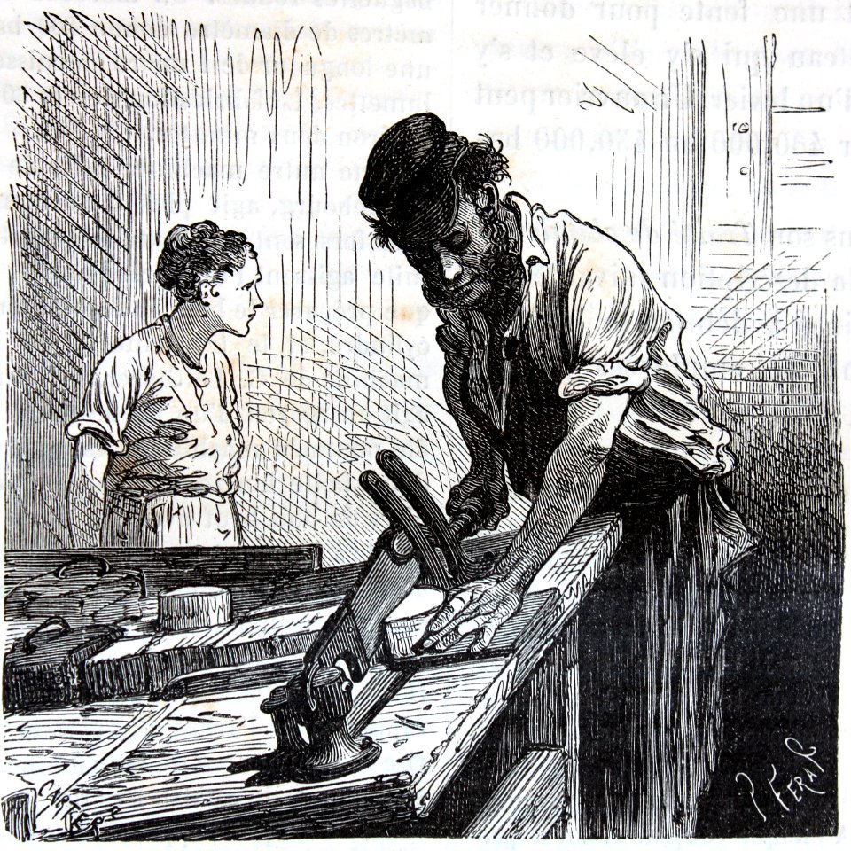 "Débitage du bois à la main pour la fabrication des allume…