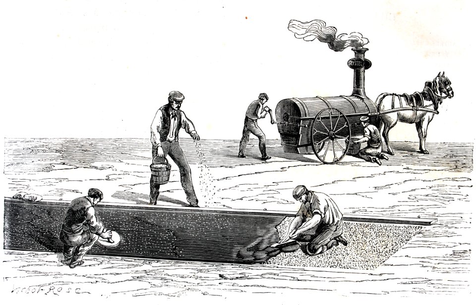 "Le pavage d'un trottoir en asphalte couté".