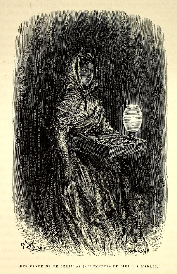 "Une vendeuse de cerillas (allumettes de cire), a Madrid"