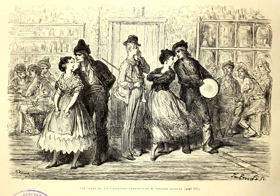 "Une scène du Tio Caniyitas, zarzuela de M. Soriano Fuente…
