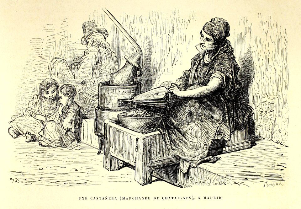 "Une castañera (marchande de chataignes), a Madrid"