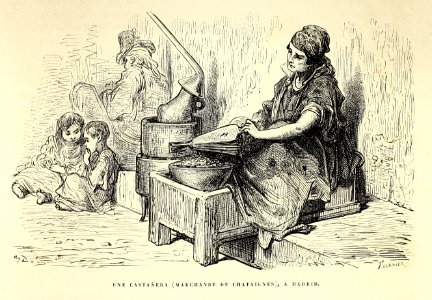 "Une castañera (marchande de chataignes), a Madrid"