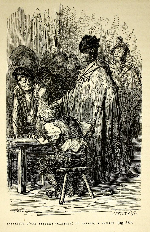 "Intérieur dùne taberna (cabaret) du Rastro, a Madrid"