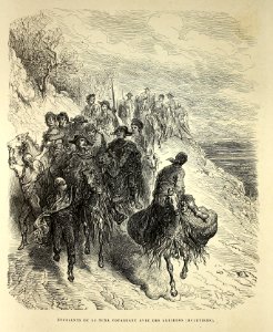"Étudiants de la tuna voyageant avec des arrieros (muletie…