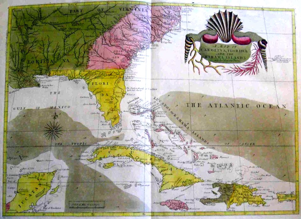 A map of Carolina, Florida and the Bahama Islands