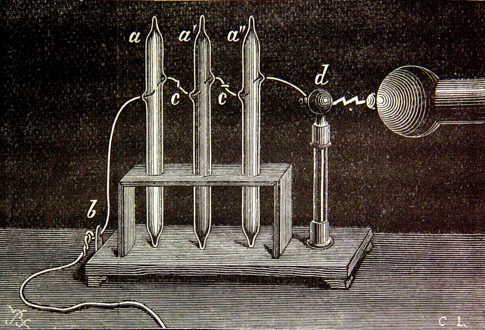 "Colores de la luz eléctrica en varios gases".
