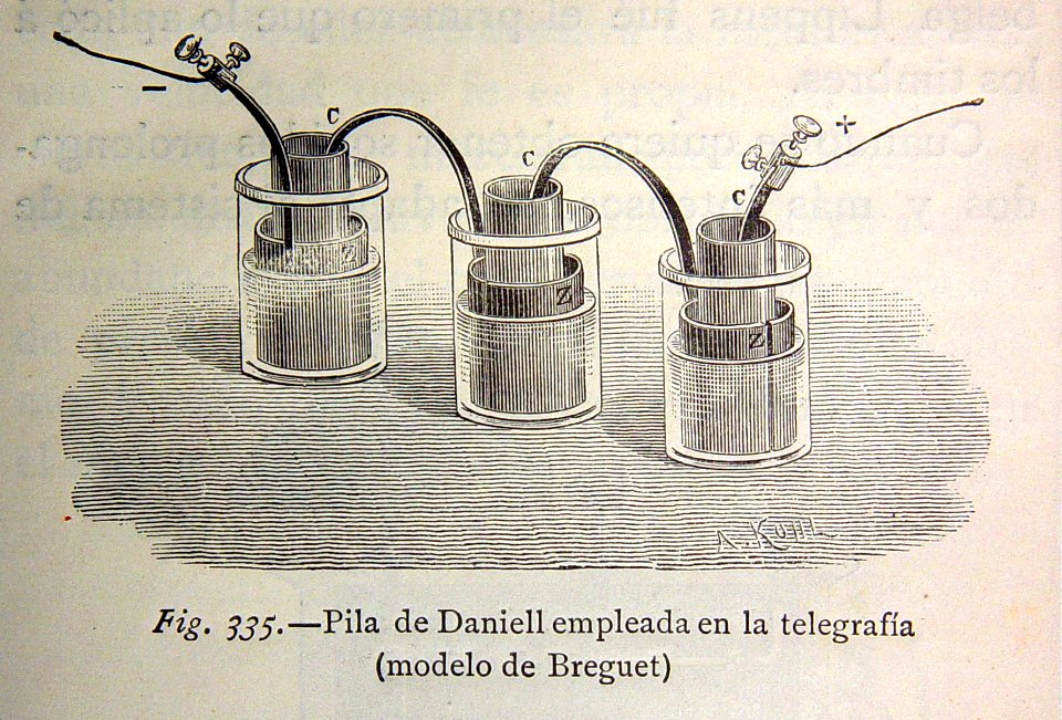 "Pila de Daniell empleada en la telegrafía (modelo de Breg…