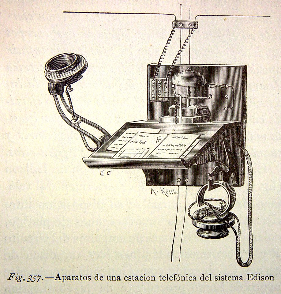 "Aparato de una estación telefónica del sistema Edison".