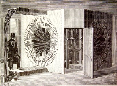 "Sala de entrada de los hilos en la estación central".