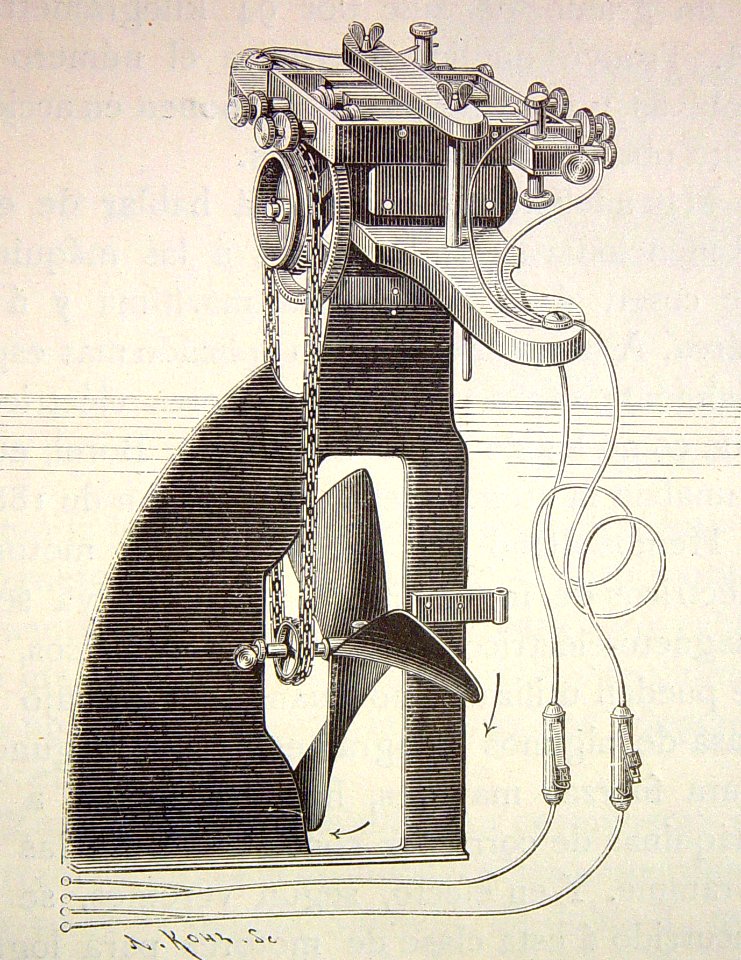 "Motor de hélice de la lancha Trouvé".