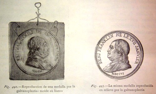 "Reproducción de una medalla por la galvanoplastia : molde…. Free illustration for personal and commercial use.
