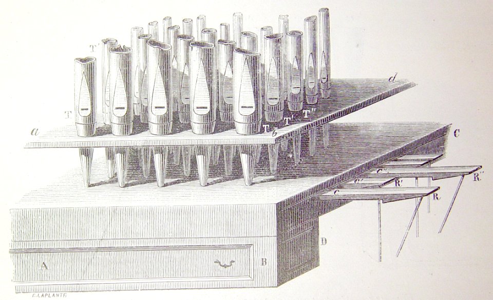 "Sommier provisto de sus tubos".