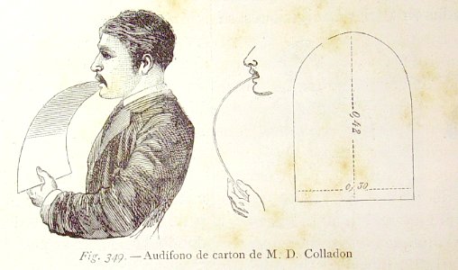 "Audífono de cartón de M.D.Colladon".. Free illustration for personal and commercial use.
