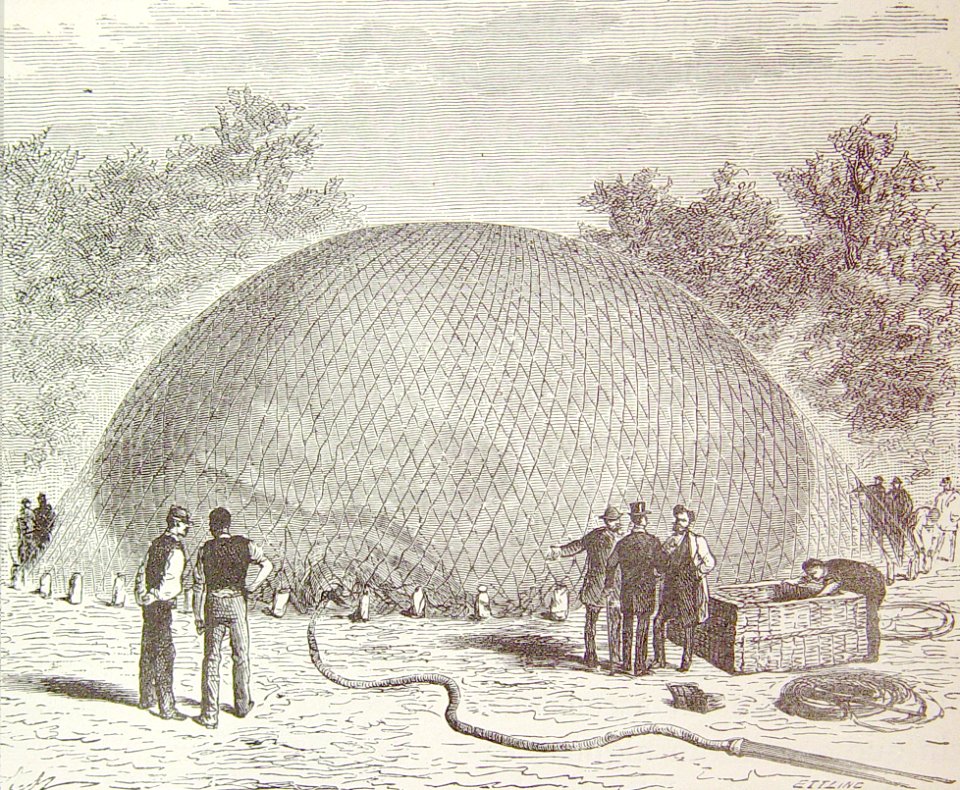 "Henchimiento de un globo con hidrógeno".