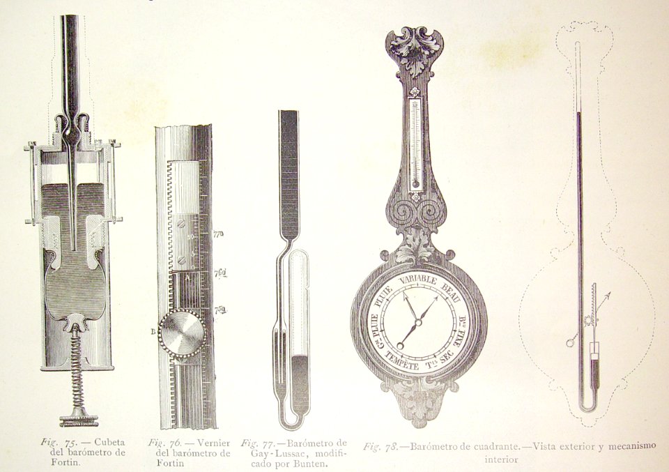 "Cubeta del barómetro de Fortín, Vernier del barometro de …