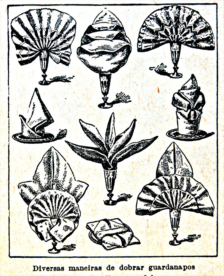 "Diversas maneiras de dobrar guardanapos".
