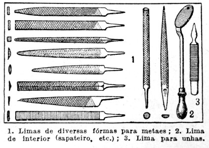 "Limas de diversas formas para metaes".
