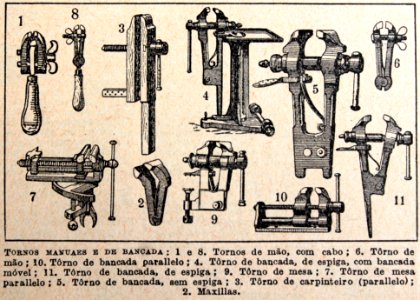 "Tornos manuaes e de bancada".. Free illustration for personal and commercial use.