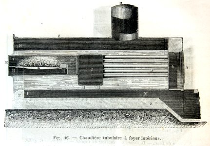 "Chaudière tubulaire à foyer intérieur". Free illustration for personal and commercial use.
