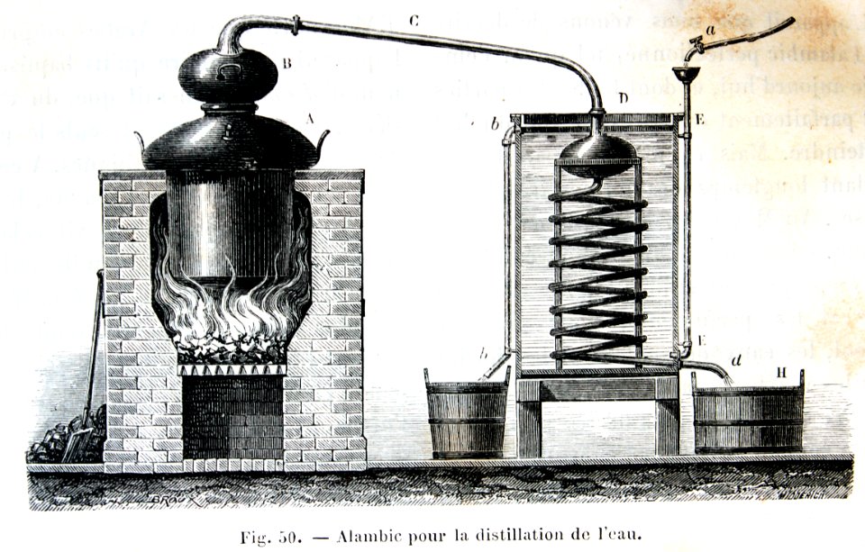 "Alambic pour la distillation de l'eau". Free illustration for personal and commercial use.