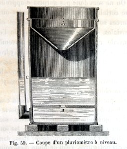 "Coupe d'un pluviomètre à niveau". Free illustration for personal and commercial use.