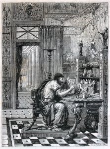 "La bibliothèque d'un Romain".. Free illustration for personal and commercial use.
