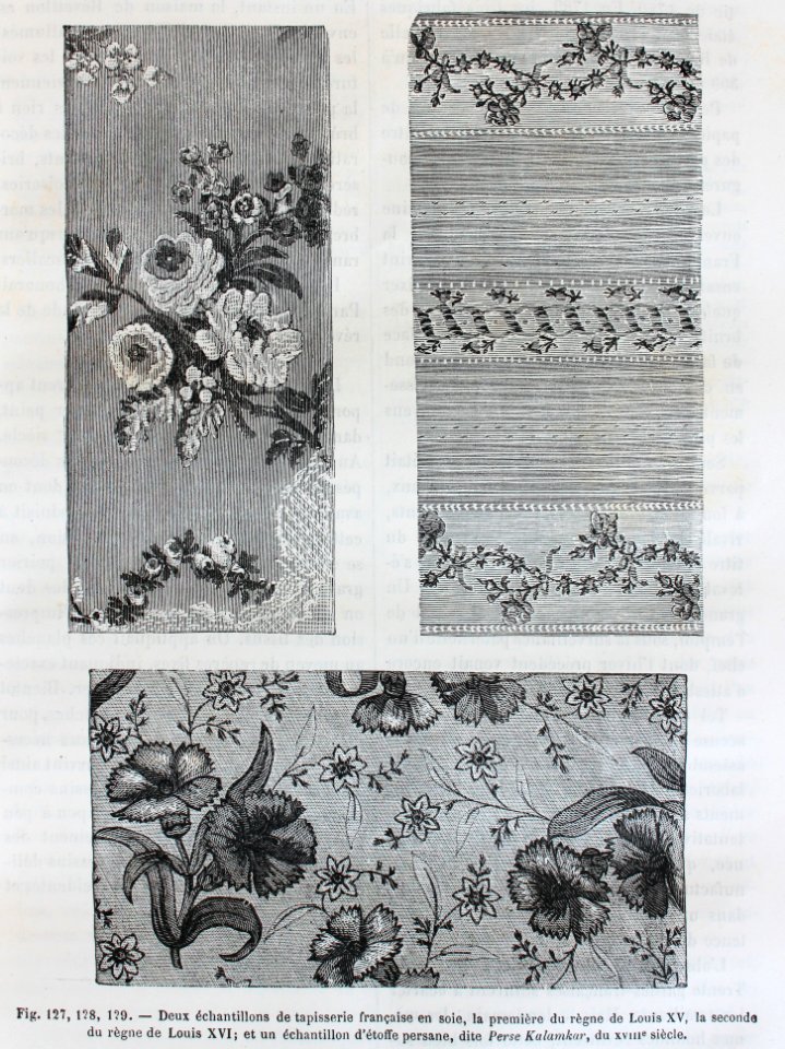 "Deux çechantillons de tapisserie française". Free illustration for personal and commercial use.
