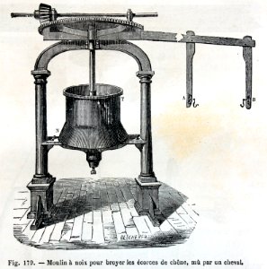 "Moulin à noix pour broyer les écorcees de chêne, mû par u…. Free illustration for personal and commercial use.