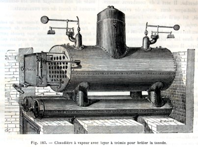 "Chaudière à vapeur avec foyer à trémie pour brûler la tan…. Free illustration for personal and commercial use.