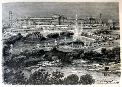 "Le Palais de cristal dan les jardins de Sydenham".. Free illustration for personal and commercial use.