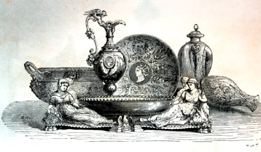 "Vase á anse triple, en porcelaine de Sèvres".. Free illustration for personal and commercial use.