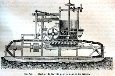 "Machine de Carville pour le moulage des briques".. Free illustration for personal and commercial use.