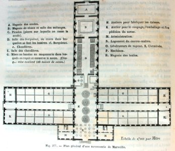 "Plan général d'une savonnerie de Marseille".. Free illustration for personal and commercial use.