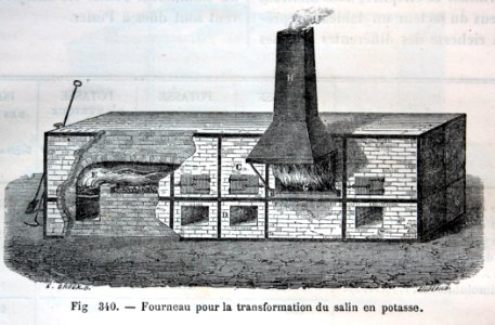 "Fourneau pour la transformation du salin en potasse".. Free illustration for personal and commercial use.