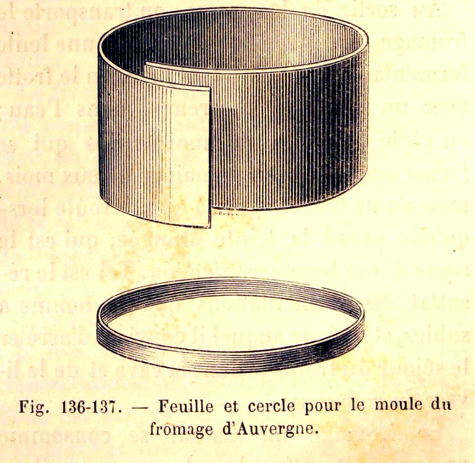 "Feuille et cercle pour le moule du fromage d'auvergne".