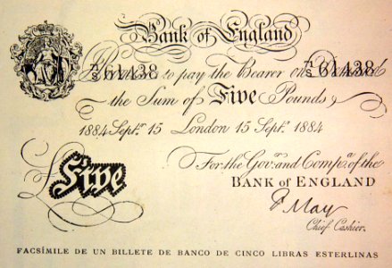 "Facsimile de un billete de banco de cinco libras esterlin…
