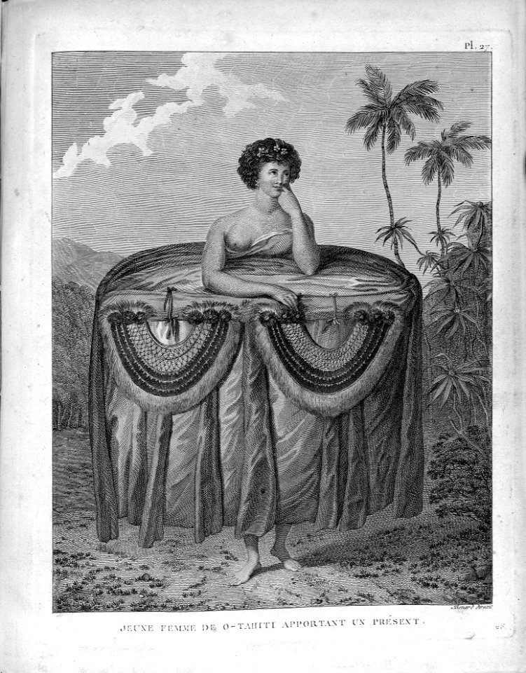 "Jeune feme de o-tahiti apportant un présent"