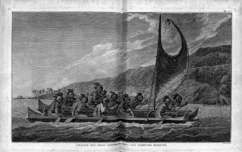 Pirogue des Isles Sandwich avec les Rameurs Masqués