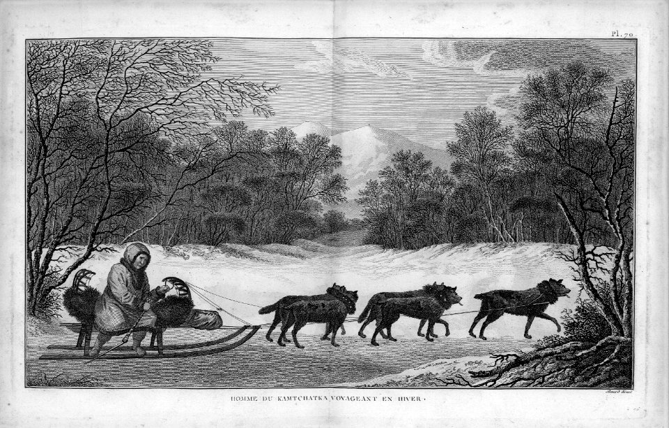 Homme du Kamtchatka voyageant en Hiver