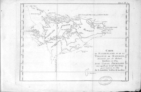 Carte de Maidenland ou de la Virginie de Hawkins