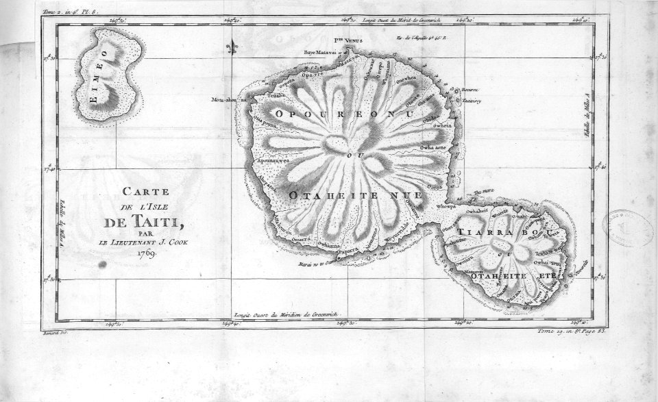 Carte de l'isle de Taiti par le Lieutenant J. Cook, 1769