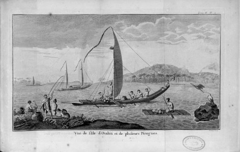 Vue de Isle d'Otahiti et de plusieurs Pirogues