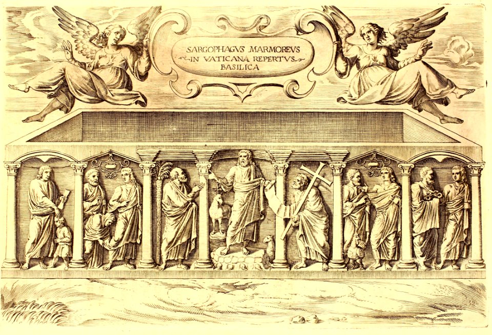 "Sarcophagus marmoreus - In Vaticana Repertus- Basilica"