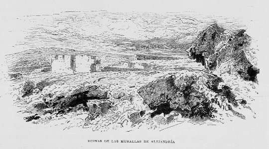 "Ruinas de las murallas de Alejandría". Free illustration for personal and commercial use.