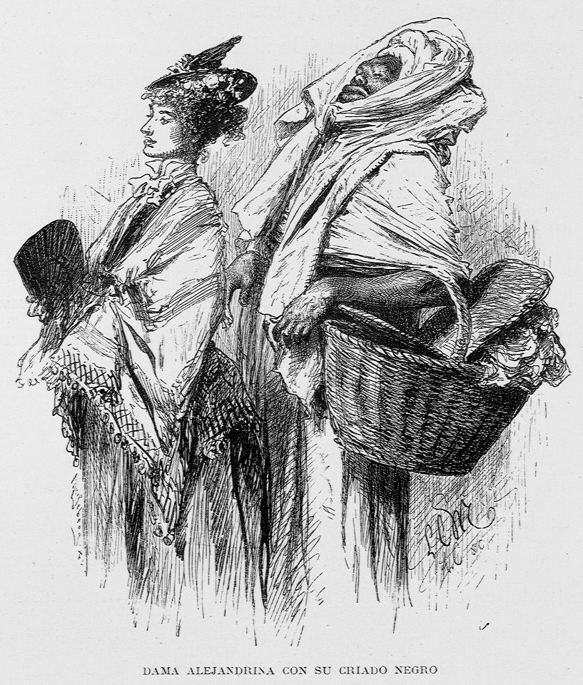"Dama alejandrina con su criado negro"