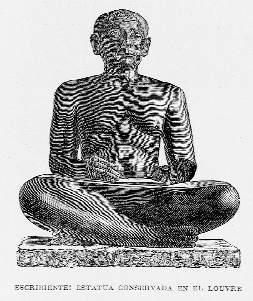 "Escribiente : estatua conservada en el Louvre"